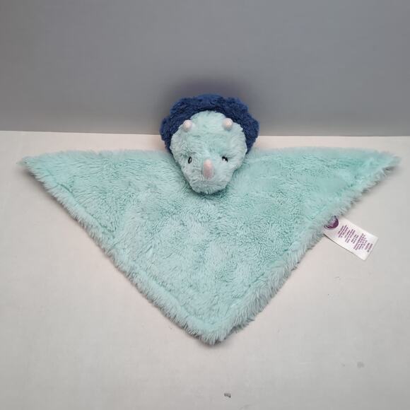Parents Choice Blue Dino Triceratop Lovey Security Blanket Dinosaur Baby Plush - Picture 2 of 9